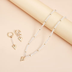 Parure cœur en cristal – collier et boucles d’oreilles au style chic et moderne