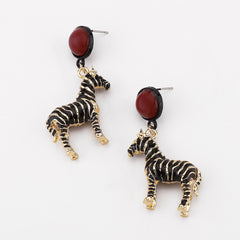 Parure zèbre émaillée – Collier et boucles d’oreilles style ZA