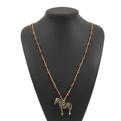 Parure zèbre émaillée – Collier et boucles d’oreilles style ZA