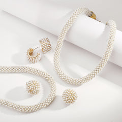 Set de bijoux perles style français – Collier et boucles d’oreilles